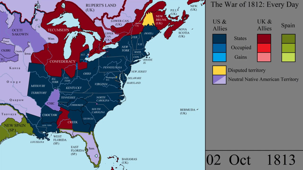 The War Of 1812: Every Day | Map Of Usa In 1812