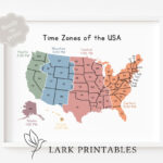 Time Zones Of The Usa Map Educational Poster Printable Geography Classroom  Wall Decor Montessori Homeschool Resource Time Zone United States   Etsy | Map Of Time Zones USA Printable