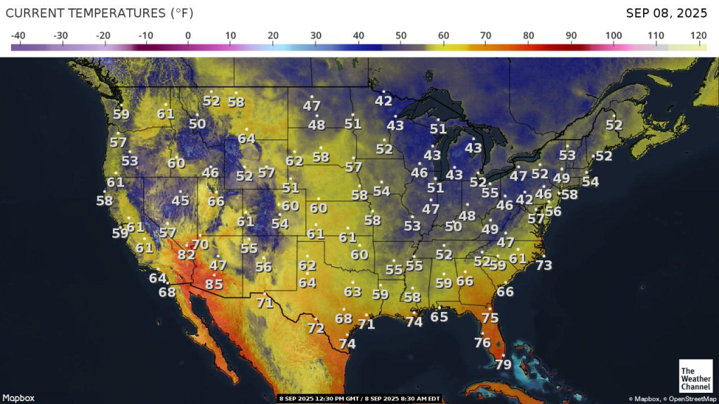 Today&amp;#039;S Weather | Temp Map of USA Today