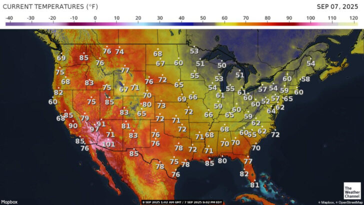 Temperature Map of the USA Today