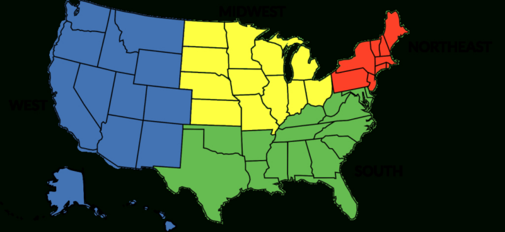 North South East West Map of USA