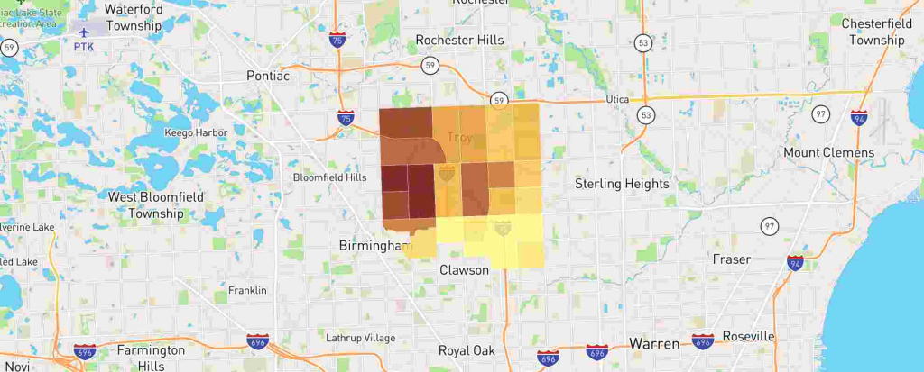 Troy, Mi Real Estate Market Data - Neighborhoodscout | Map Of Troy Michigan Usa