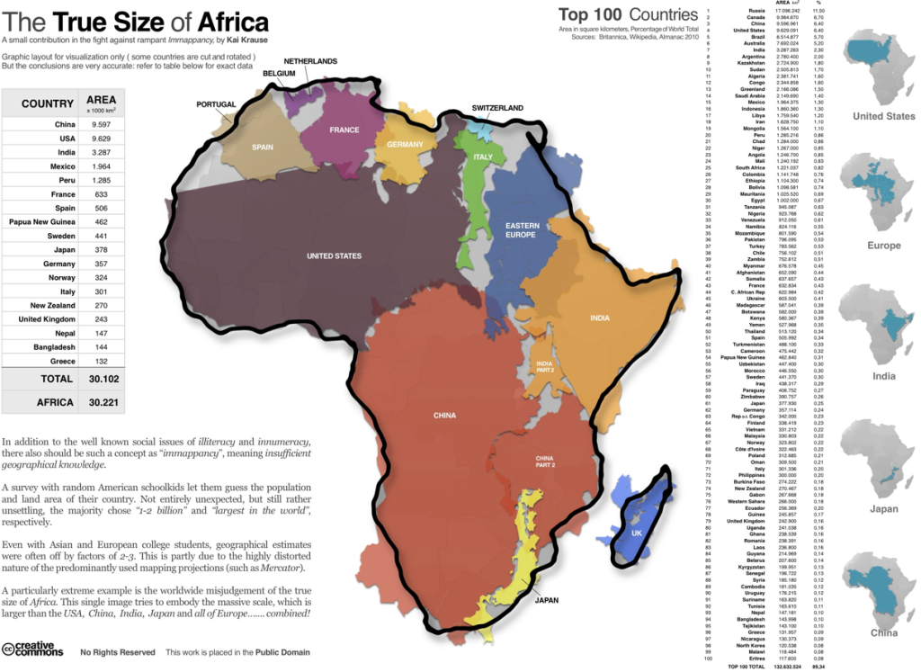 True Size Of Africa – Flowingdata | Map of Africa and USA