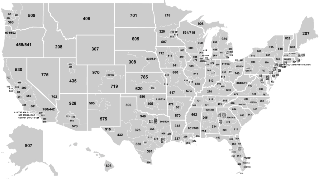U.s. Area Code Map : Usa | Area Code Map Of Usa