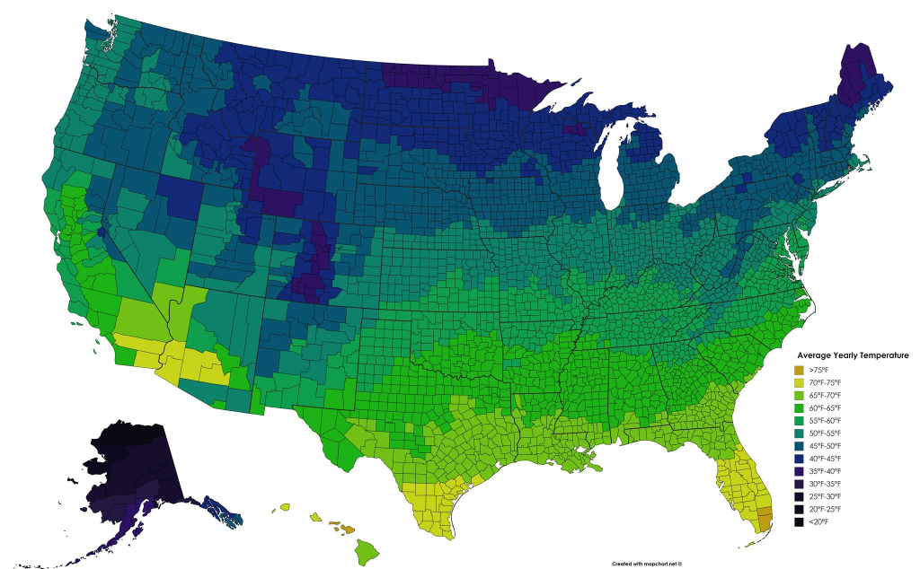 U.s. Average Temperatures - Vivid Maps | Temperature Map of the USA