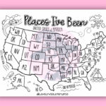 U.s. Map Coloring Page Digital Download, "Places I'Ve Been" U.s. | Printable Coloring Map Of USA