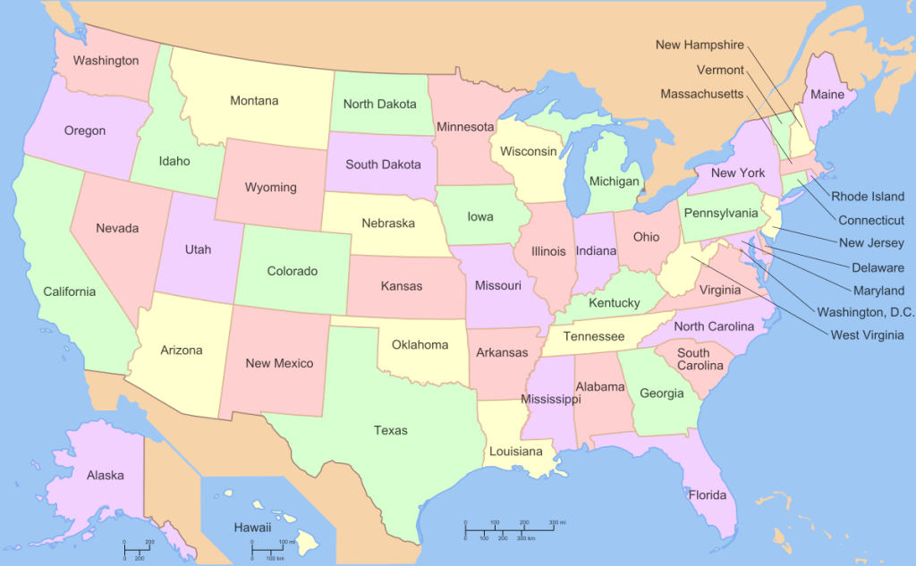U.s. State - Wikipedia | Map Of 50 States Usa