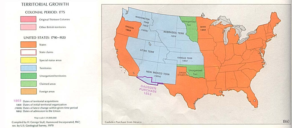 U.s. Territorial Growth, 1860 | Ncpedia | Map Of Usa In 1860