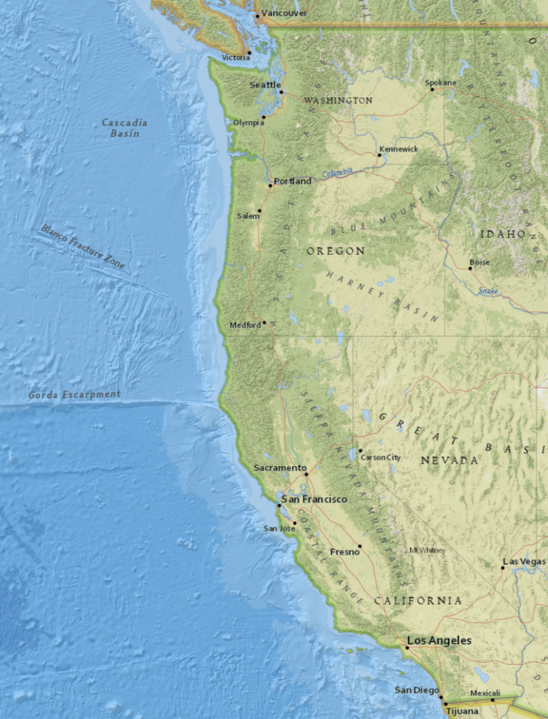 U.s. West Coast Map | U.s. Geological Survey | Map Of The West Coast Usa