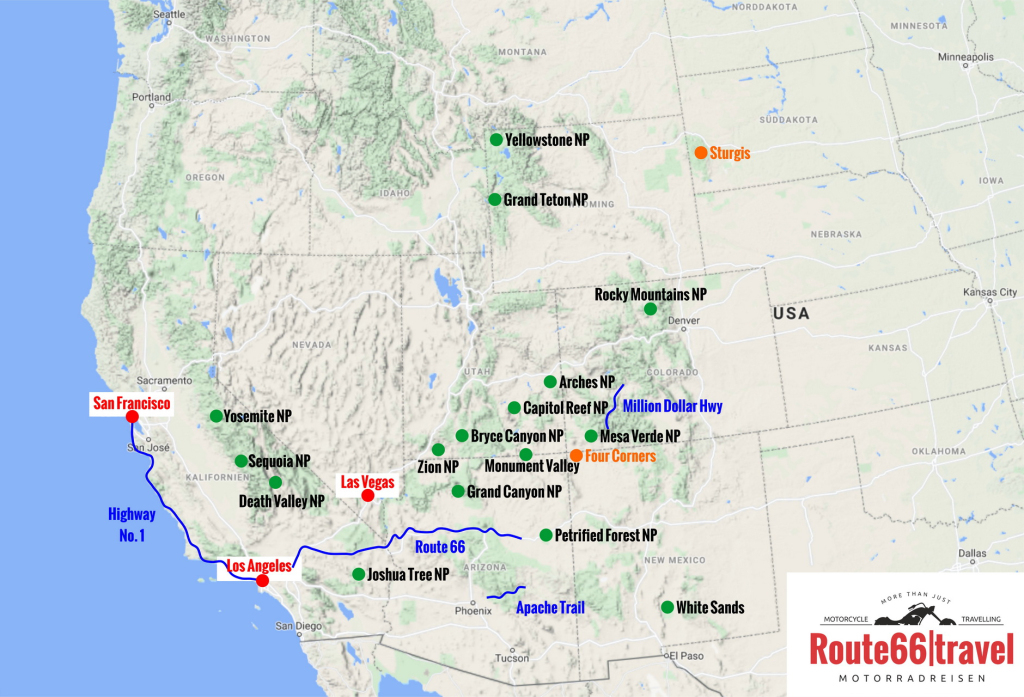 Übersichtskarte Usa Southwest | Map Of Southwest Usa With National Parks