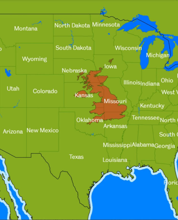 Map of USA and England