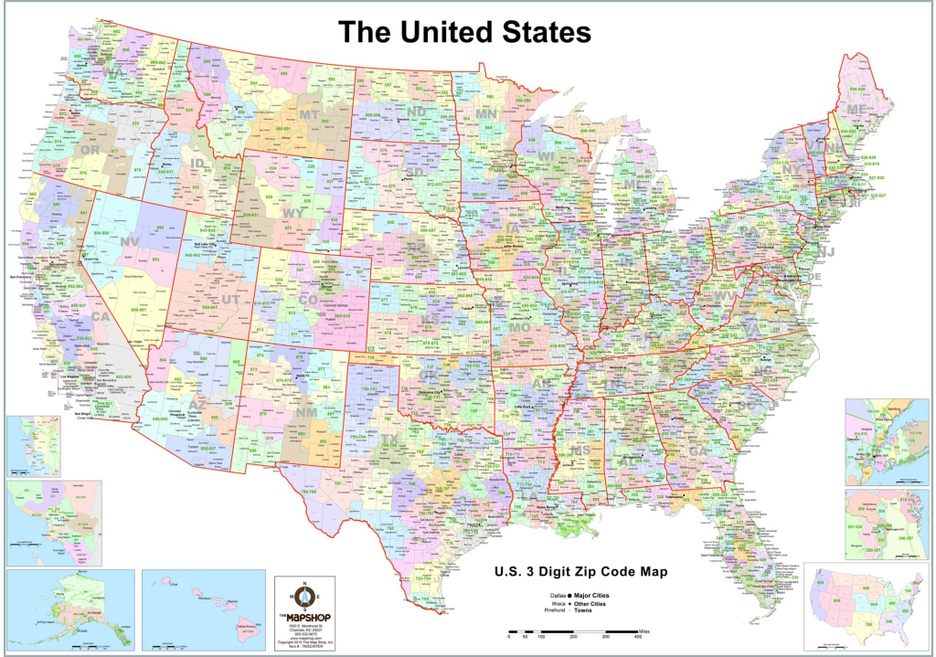 United States 3-Digit Zip Code Wall Mapmapshop - The Map Shop | Map of Zip Codes USA