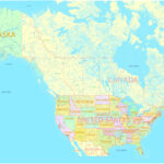 United States And Canada Printable Map 01 02 With All Roads, Cities,  States, All Names, Exact Vector Map, V.7. Fully Editable, Adobe Illustrator | Printable Map Of The Usa And Canada
