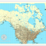 United States + Canada Printable Vector Counrty Road Map 01 02 Gps Correct  Mercator Projection Editable Adobe Illustrator | Printable Road Map Of USA And Canada