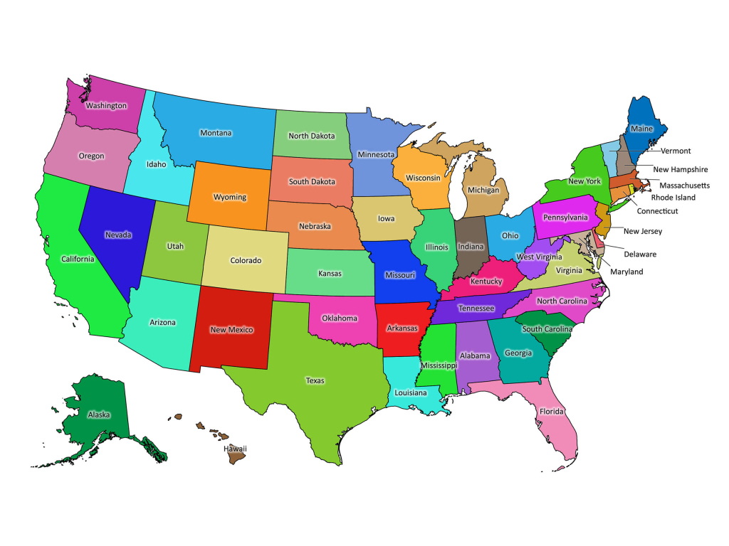 United States Labeled Map | Labeled Maps | Labeled Map Of States In The Usa