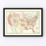 United States Map 1883, Vintage United States Map, Old United | Map Of Usa In 1883