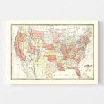 United States Map 1883, Vintage United States Map, Old United | Map Of USA In 1883