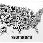 United States Map 24" X 18" Classic Black & White Poster | Black And White Map Of Usa With State Names