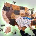 United States Map Wall Art, Led Wooden Map Push Pin, Usa Map, Us | Wooden Map Of The Usa