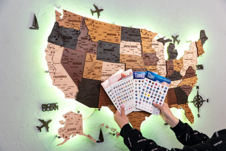 United States Map Wall Art, Led Wooden Map Push Pin, Usa Map, Us ...