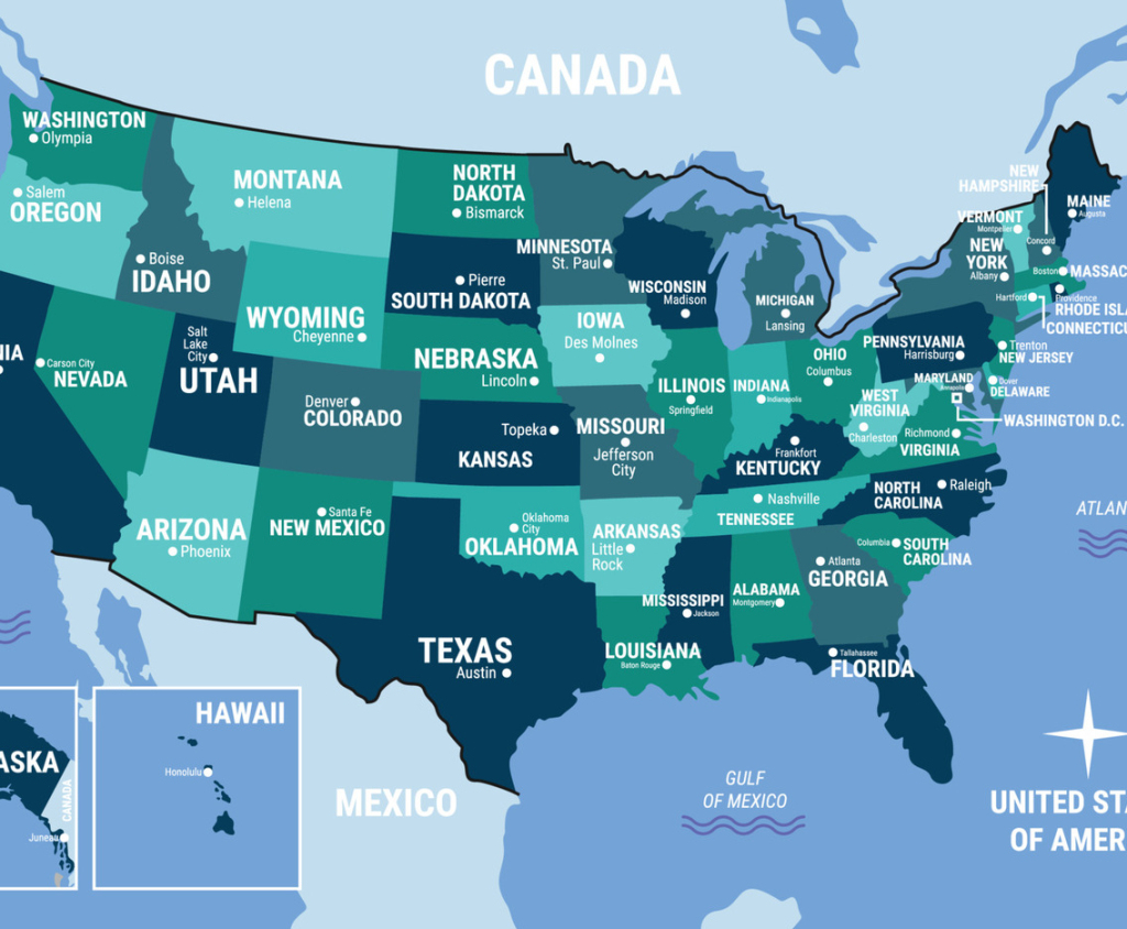 United States Of America Country Map | Map of USA with Countries