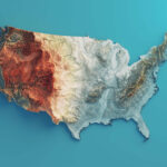 United States Of America Elevation Map (Spectral)   2D Poster | 3D Topographic Map Of Usa