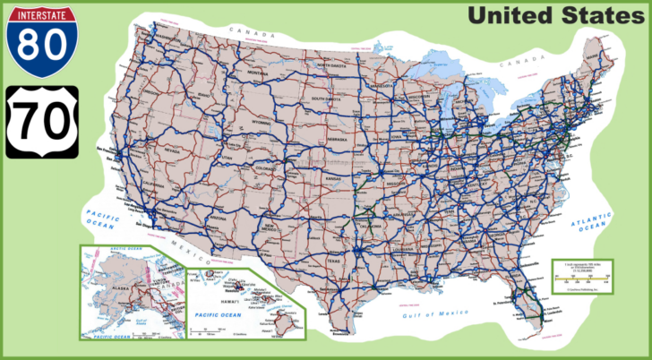 Interstate Map of USA with Cities