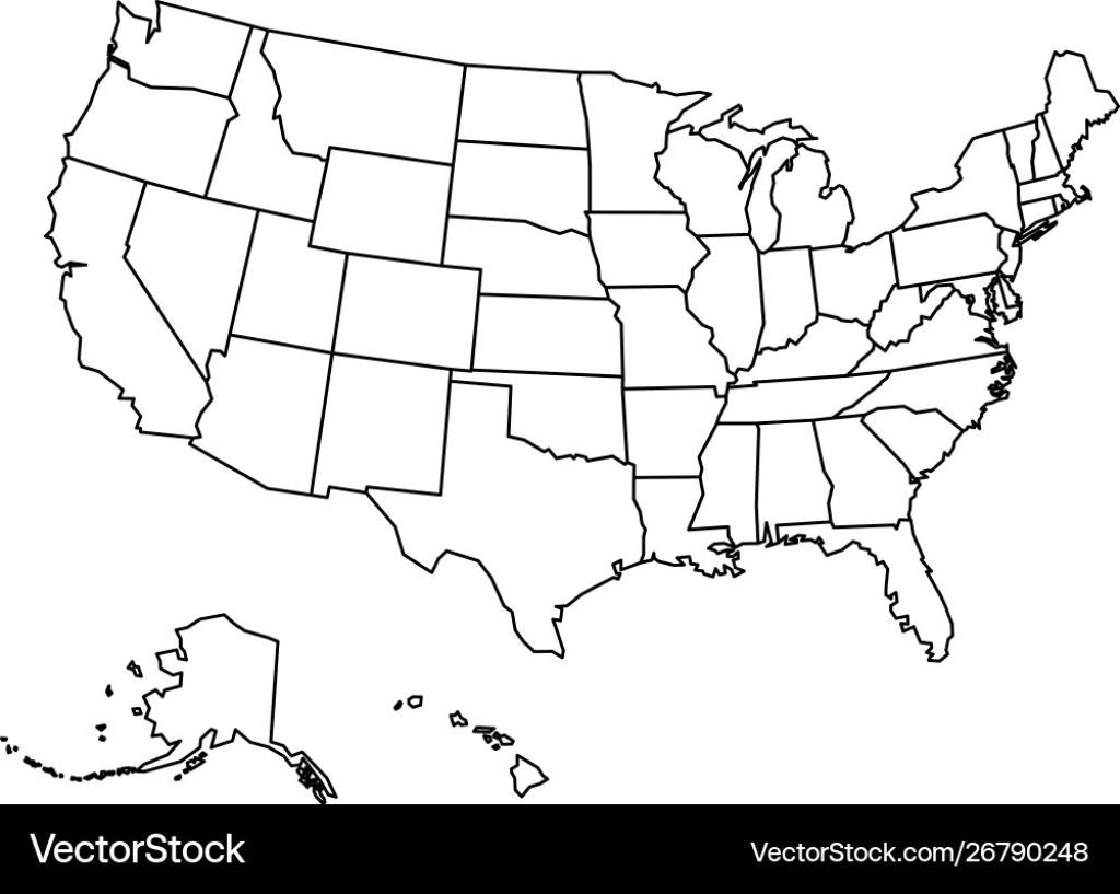United States Outline Map Royalty Free Vector Image | Map of USA to Fill In