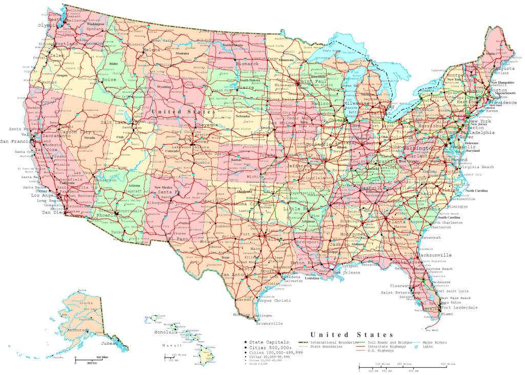 United States Printable Map | Map of USA with Cities and States
