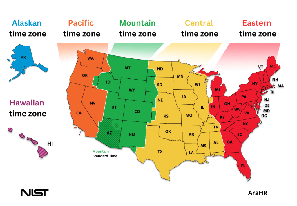 United States Time Zones - Arahr | USA Map of Time Zones