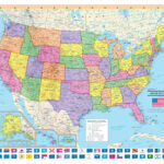United States Wall Map Usa Poster With Us Flags   Rolled Paper Or Laminated | Current Map Of The Usa