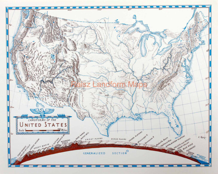 Map of the USA with Landforms