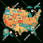 Uns Karte Vektor, Aufkleber Clipart Usa Landkarte Mit Farbenfrohem | Map Of Usa Clip Art