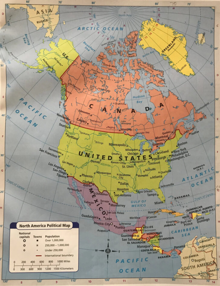 Political Map of the USA and Canada