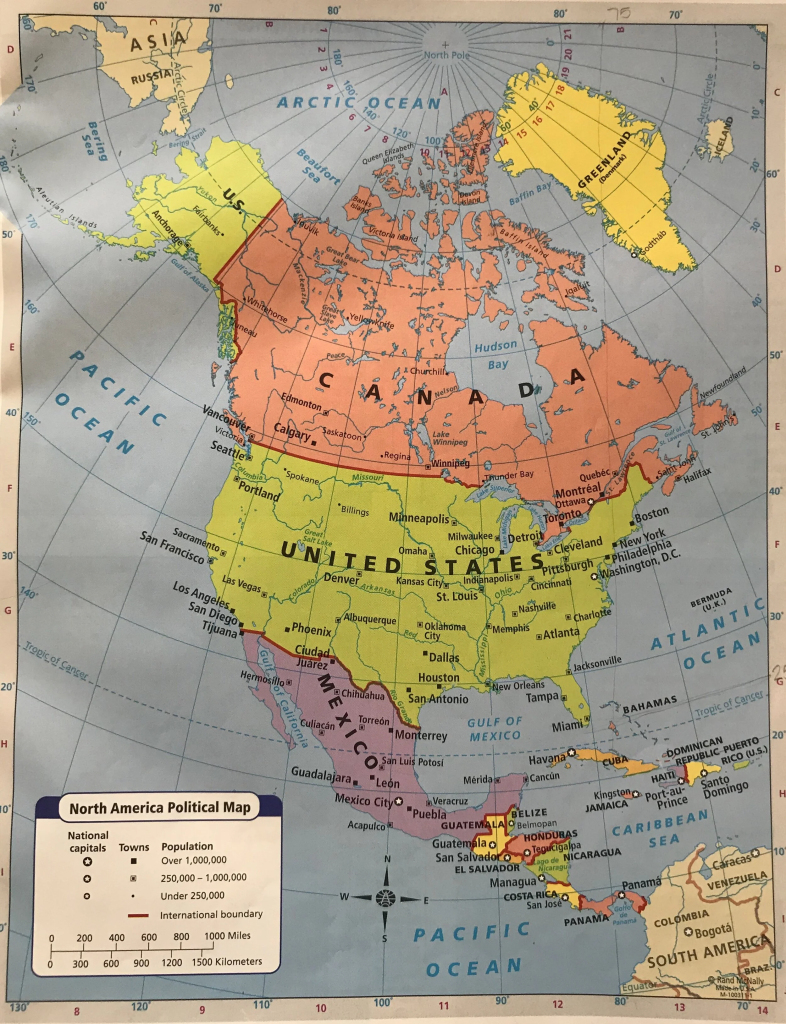 Us/Canada — Mr. Gilbert | Political Map Of The Usa And Canada