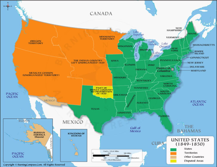 Map of USA in 1850