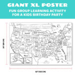 Us Map Coloring Poster (35X52") Giant Coloring Posters | Map Of The Usa To Color