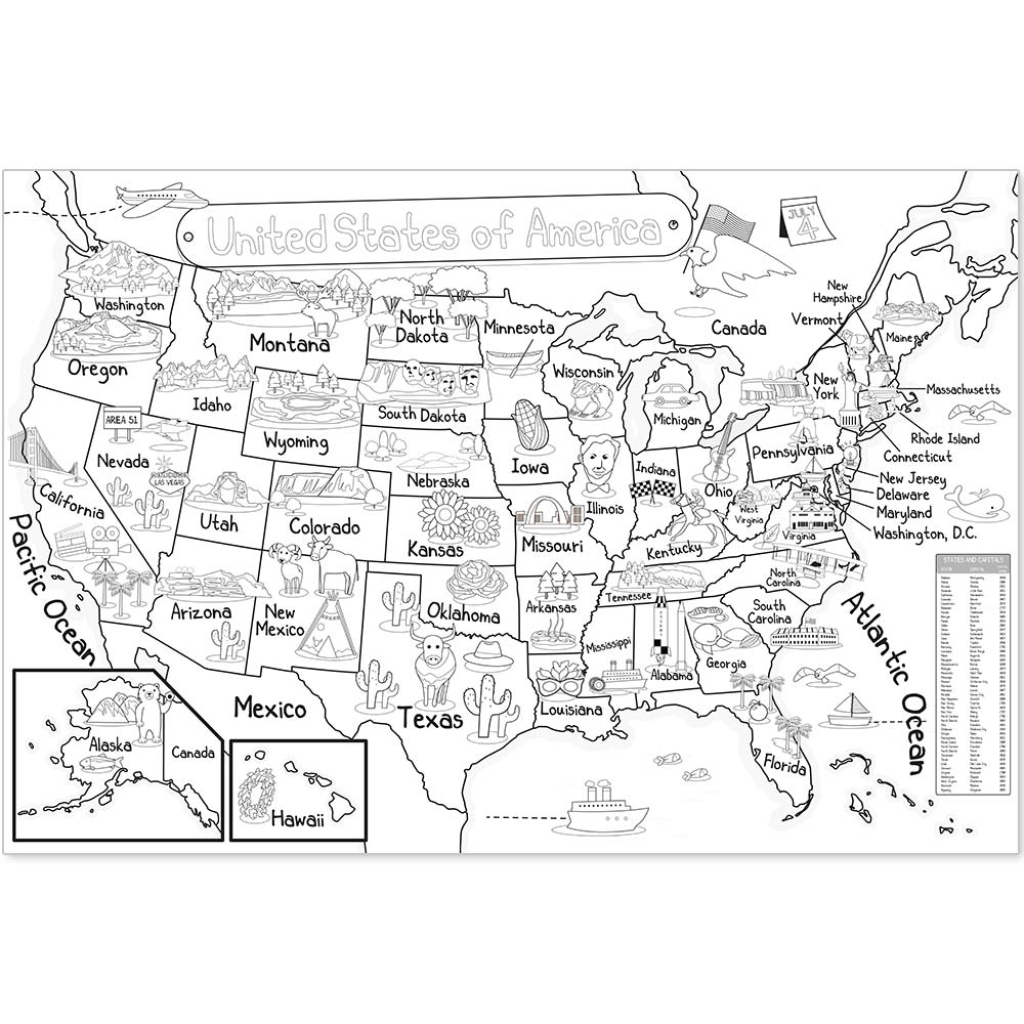 Us Map Coloring Poster (35X52&amp;quot;) Giant Coloring Posters | Map of USA For Coloring