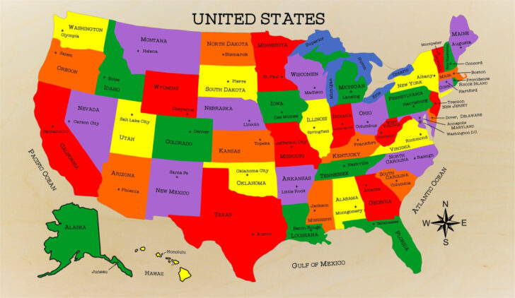 Map of the USA with States and Capitals