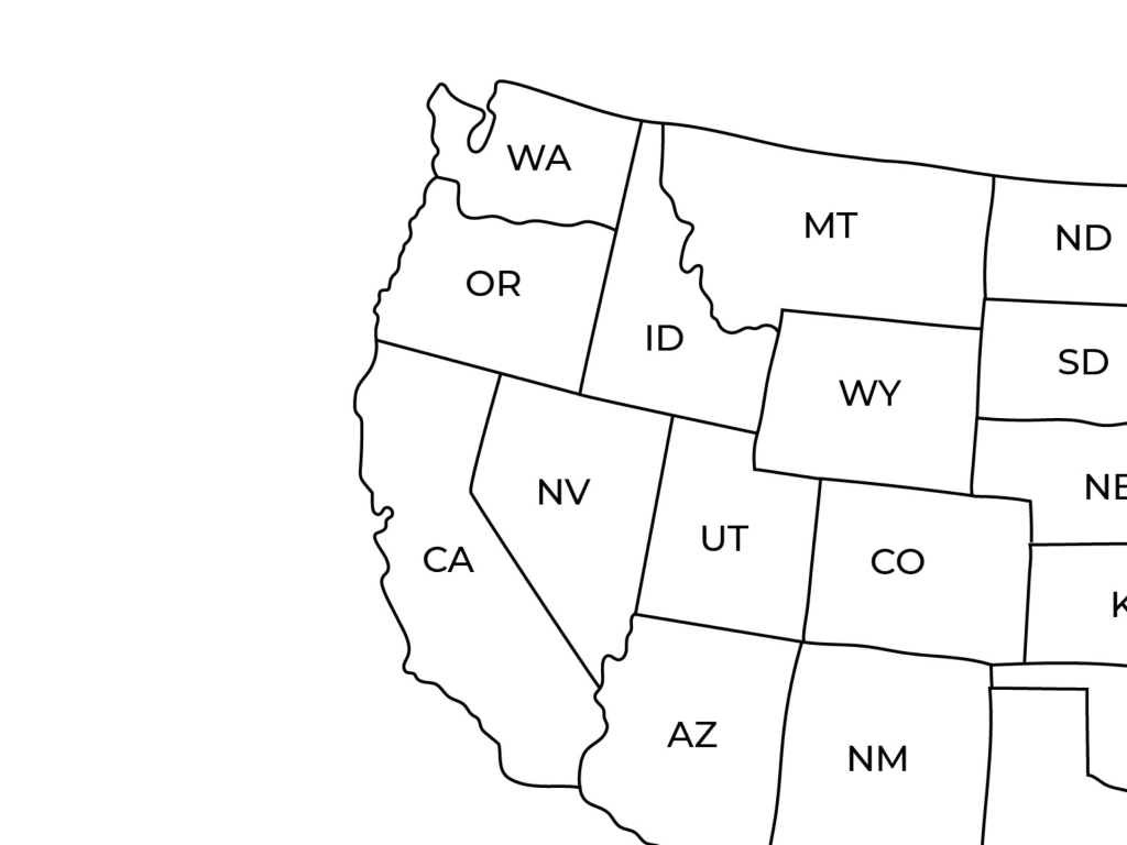 Us Map With State Names | Printable | Contiguous Usa + Alaska | Map of USA with State Names Printable