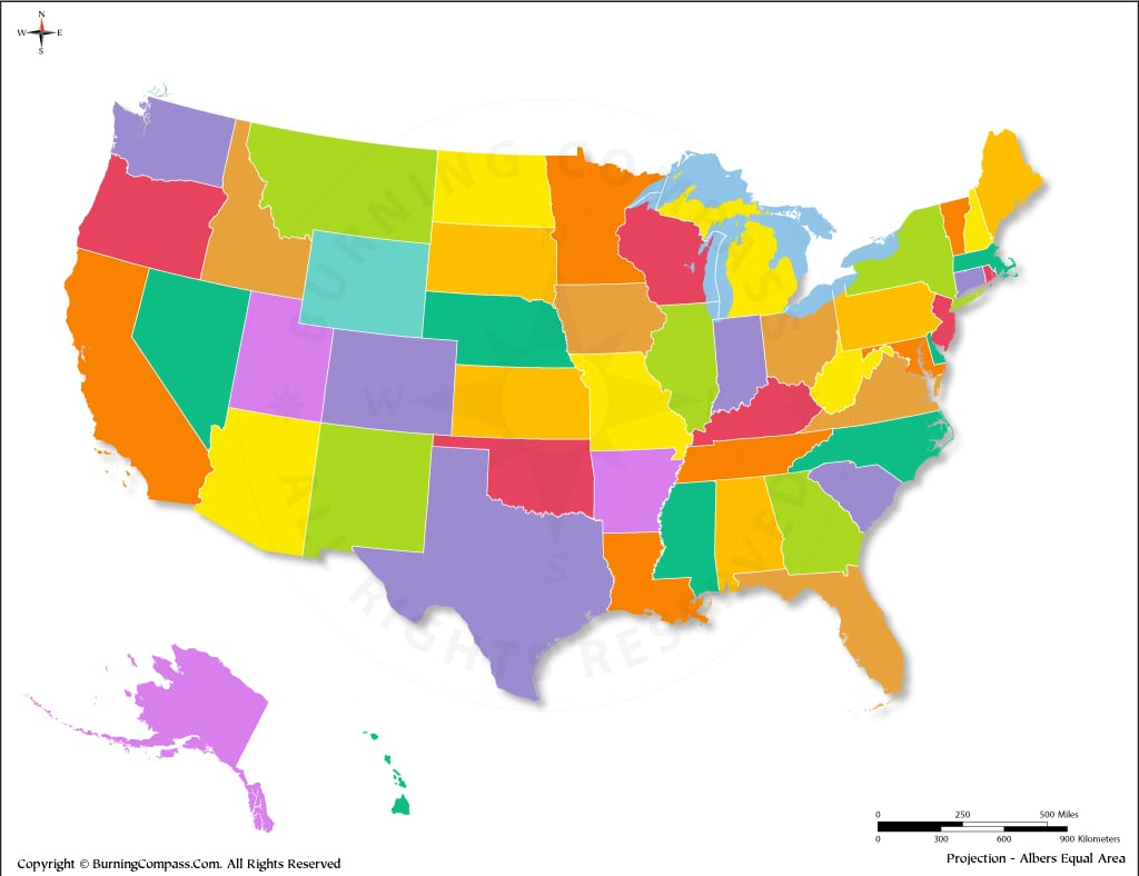 Us Map Without Names, Color Map Of The United States | Map of USA No State Names