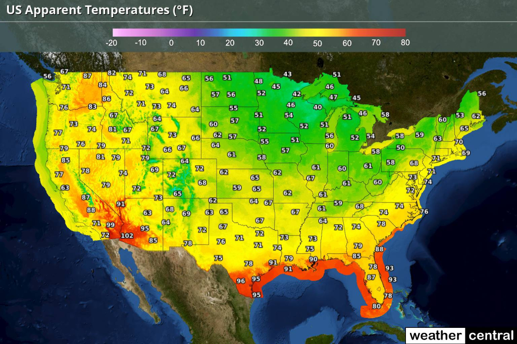 Us National Wind Chill Map | Temperature Map Of The Usa Today