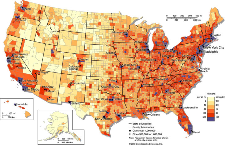 Population Density Map of the USA Population Density Map of the USA