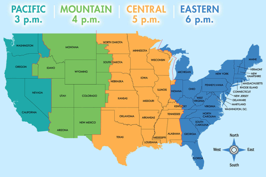 Us Time Zone Map - Guide Of The World | Map Of Time Zones Usa Printable