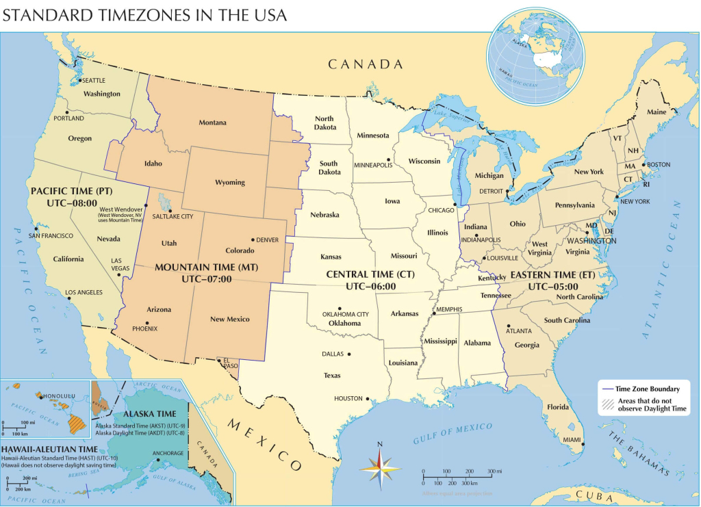 Us Time Zone Map - Guide Of The World | Map of USA Time Zones and States