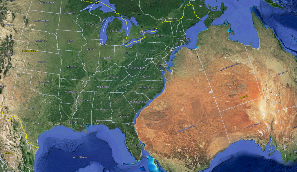 Usa And Australia Fit Together Almost Perfectly. : R/Mapporn | Map Of Usa And Australia