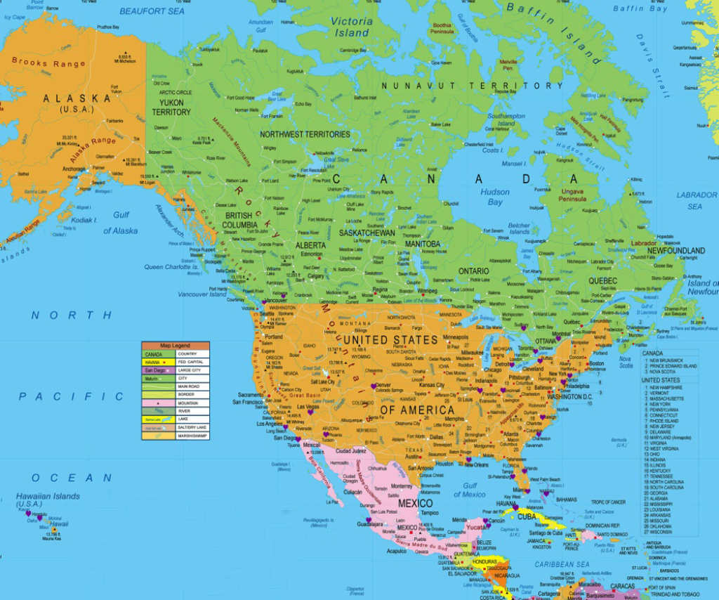 Usa And Canada Map ( North America ) For Gps Includes Hawaii And | Map Of Usa And Canada And Alaska