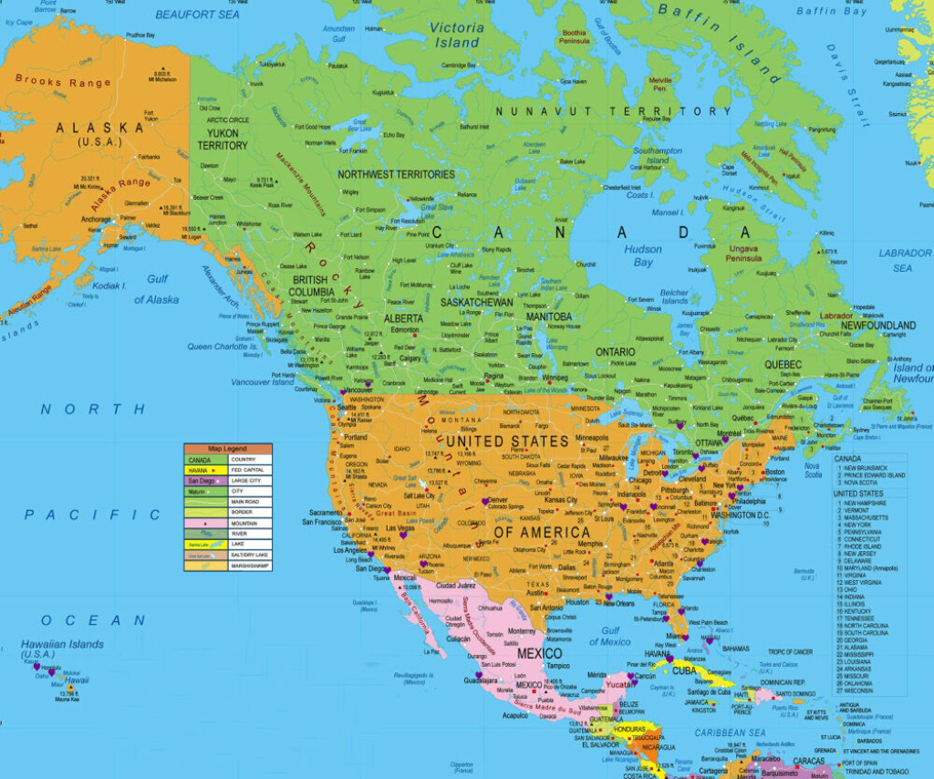 Usa And Canada Map ( North America ) For Gps Includes Hawaii And | Map Of Usa Canada Alaska