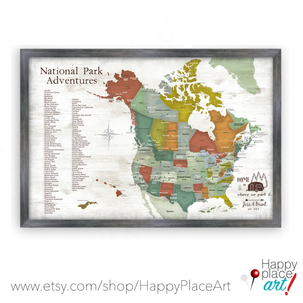 Usa And Canada National Parks Map For Push Pin Map &amp;amp;List Of Park | National Parks Map of USA