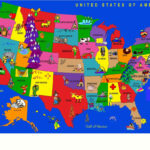 Usa Cartoon Map Children'S Educational Rug 6'6" X 8'4" Item # 1059 | Cartoon Map Of The USA